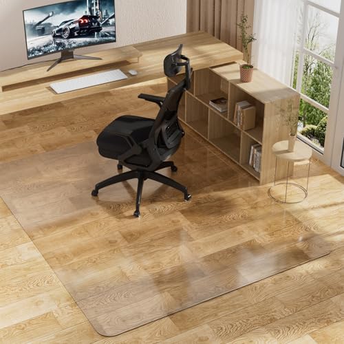 Clear Office Chair Mat for Hard Floors, Plastic Floor Protector for Chairs - size: 48" x 60"