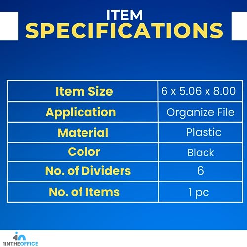 1InTheOffice Incline Desktop File Sorter, 6 Compartments Step Sorter, Black (Pack of 2) - size: Small (Pack of 2)