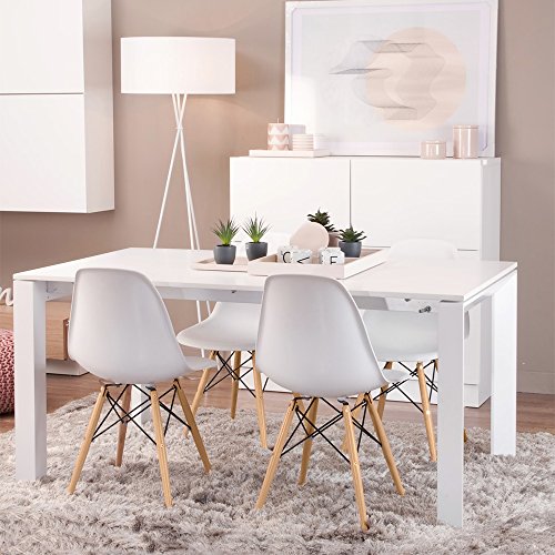 Furmax Modern Style Dining Chair Mid Century Modern DSW Chair, Shell Lounge Plastic Chair for Kitchen, Dining, Bedroom, Living Room Side Chairs Set of 4(White) - color: White