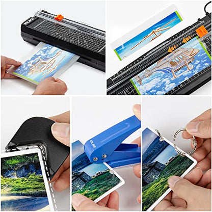IMLIKE A4 Thermal Laminator with Laminating Pouches - 9" Photo Laminating Machine, Built-in Paper Trimmer, 6-in-1 Black Laminator for Home, School, and Office Use - color: Black