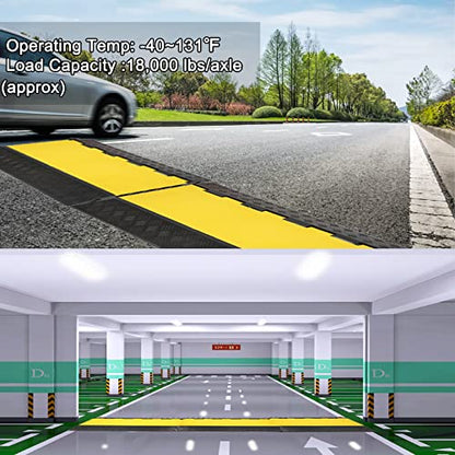 CXRCY 5 Channel Cable Protectors Ramp, 2Pack Cable Ramps,18000lbs Capacity Heavy Duty Rubber Driveway Traffic Speed Bumps Hose Cord Cable Protector Ramp for Wire/Hose/Pipe Hider - size: 2 Pack 5 Channel