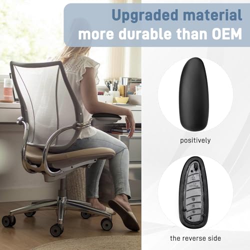Arm Pads Caps Replacement for Humanscale Liberty Office Chair - for Height Adjustable Arm Rest Covers, Ergonomic Black PU Leather (1-Pair)