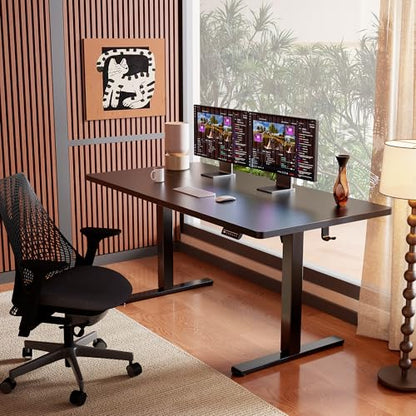 ErGear 55 x 28 Inches Height Adjustable Electric Standing Desk, Sit Stand up Desk, Memory Computer Home Office Desk, Black - color: Black, size: 55.1 X 27.6 Inches