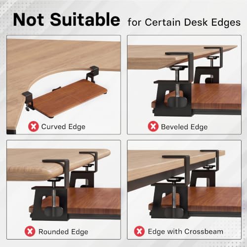 BONTEC KMT01 Under Desk Keyboard Tray, Pull-Out Keyboard & Mouse Platform with C-Clamp, 25.6 x 11.8 in Space-Saving Ergonomic Slide-Out Drawer, Walnut - color: Walnut, size: 25.6" x 11.8"