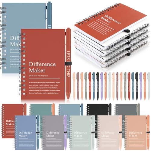 Resurhang 20 Set Difference Maker Notebooks with Pens A6,Morandi Colors | Employee Appreciation Journals, Team Gifts for Coworkers, Teacher Recognition, Inspirational Notepads with Ballpoint Pens - color: Morandi Colors