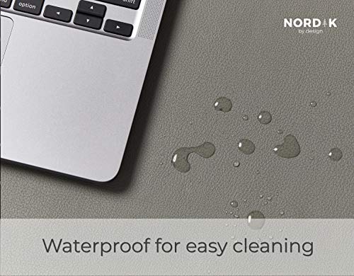 Nordik Leather Desk Mat - Alaskan Gray - Large Leather Desk Pad (35x17 in) | Premium Vegan Leather Desk Pad with Cable Organizer, Giftable, Extended Waterproof Mouse Mat, Non-Slip Desk Pad Protector - color: Alaskan Gray