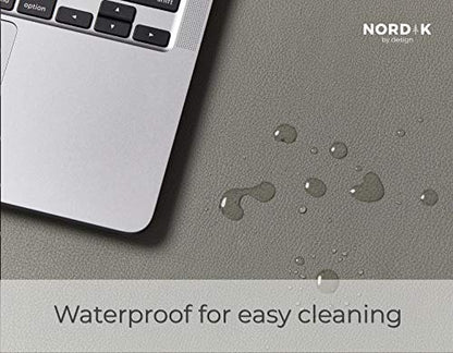 Nordik Leather Desk Mat - Alaskan Gray - Large Leather Desk Pad (35x17 in) | Premium Vegan Leather Desk Pad with Cable Organizer, Giftable, Extended Waterproof Mouse Mat, Non-Slip Desk Pad Protector - color: Alaskan Gray