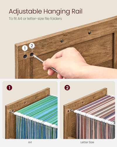 VASAGLE File Cabinet, Filing Cabinet with 3 Drawers, Printer Stand, Fit A4, Letter Size, Hanging File Folders, Modern Farmhouse Style, for Home Office, Honey Brown UOFC054T41 - color: Honey Brown, style: 3 Drawers
