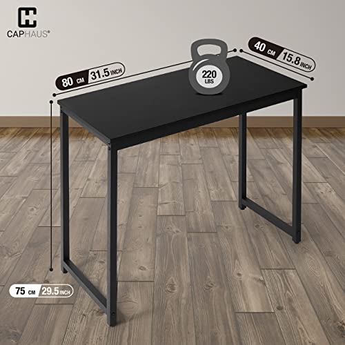 CAPHAUS 32 Inch Modern Computer Desk for Home Office, Gaming & Small Spaces - Easy Assembly, P2 Particle Board, Steel Legs, 220 lbs, Black - size: 32 inch