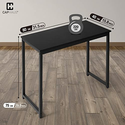 CAPHAUS 32 Inch Modern Computer Desk for Home Office, Gaming & Small Spaces - Easy Assembly, P2 Particle Board, Steel Legs, 220 lbs, Black - size: 32 inch