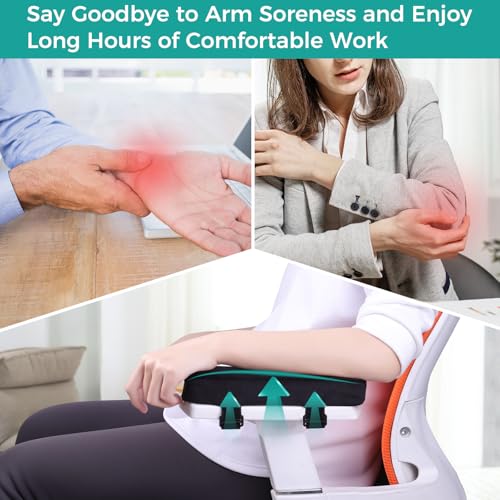 Memory Foam Chair Arm Covers Set of 2, Thick Elbow Pads for Office Chair Arm Rest, Armrest Covers for Gaming Desk Chair, Wheelchair, Forearms Pressure Relief(Black)