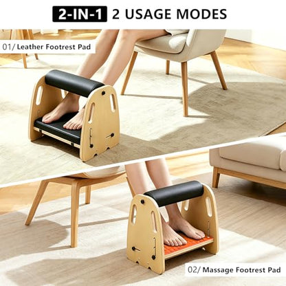 Under Desk Footrest,Massage & Leather Pads,3 Height Levels-Orange - color: Orange