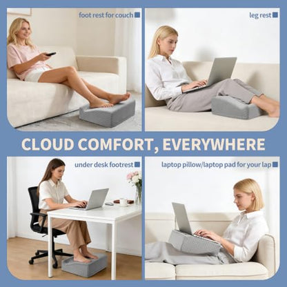 Foot Rest Under Desk with Rocking Base | Gray Checkered Pattern | Washable velvet cover | 15° tilt + rocking base | 2 heights: 6.1"/7.3" | Non-slip | Office, gaming, home - color: Gray Checkered Pattern, size: 12.6" L x 15" W x 6.1"