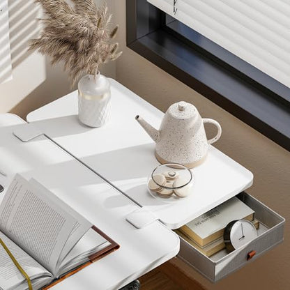 PEGZONE Desk Extender Tray, 24" x 12", with Storage Drawer, Medium, White - color: White, size: Medium