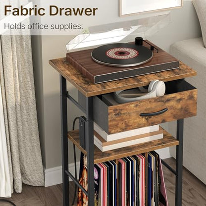 Rolling File Cabinet, Printer Stand with Dividers and Power Outlets, Mobile File Cart with Fabric Storage Drawer and Lockable Wheels for Office, Home