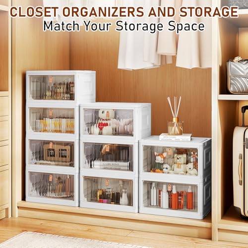 Wise Oannes Closet Organizers and storage, Storage cabinet with Wheels | Stackable Storage Bins with Wheels，Collapsible and Folds flat design to saves space, , Great for home, office, or garage
