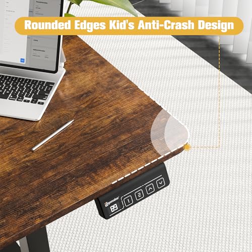 63"x28" Standing Desk, Height Adjustable Sit-Stand Home Office, Brown | Electric Adjustable Standing Desk, Sit to Stand Computer Office Desk with Splice Board, Memory Preset, Lifts 28.7''-46.5" - color: Rustic Brown, size: 63 inch