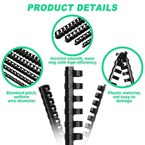 Yunsailing 150 Pack Plastic Binding Combs Plastic Binder Comb Ring 19 Ring Binding Spines Letter Size Spiral coils for Notebook Calendar(1/4 5/16 3/8 1/2 5/8 3/4 in,Black) - color: Black, size: 1/4 5/16 3/8 1/2 5/8 3/4 In