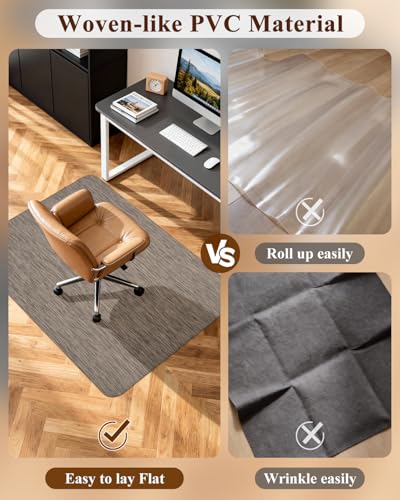 Soimeat Office Chair Mat for Hardwood Floor, 35.4" x 47.2" Non-Slip Desk Computer Chair Mat, PVC Floor Mat for Rolling Chair, Heavy Duty Wood/Tile Floor Protector Desk Rug for Home, Dark Brown - color: Dark Brown, size: 35.4" x 47.2"