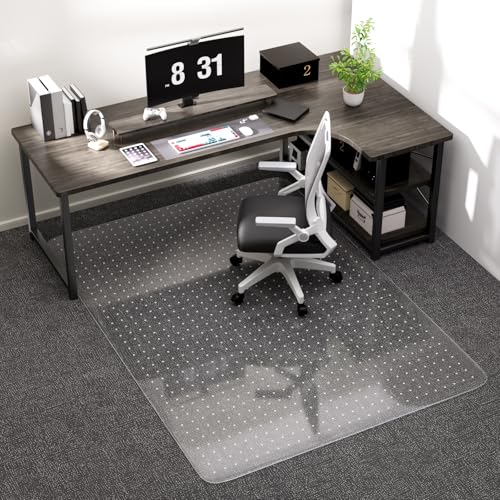 Office Chair Mat for Low Pile Carpet, 48" x 60" Clear Plastic | Floor Protector, Heavy Duty Desk Chair Mat for Rolling Chairs, Smooth Glide Computer Mat for Home Office - size: 48"x60"