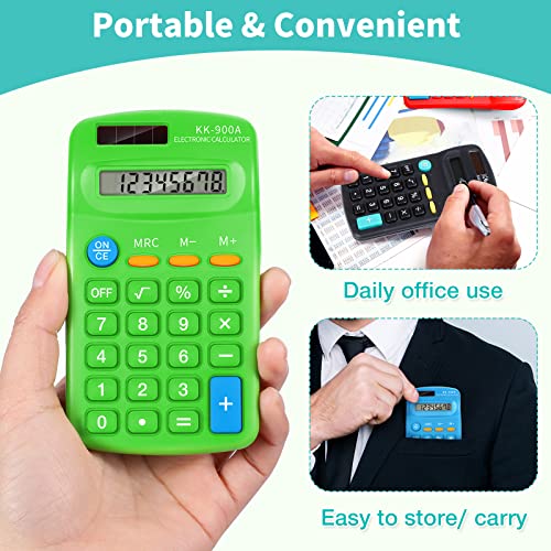 Flutesan 30 Pack Pocket Calculator,Green, White, Red, Yellow, Blue, Black - color: Green, White, Red, Yellow, Blue, Black