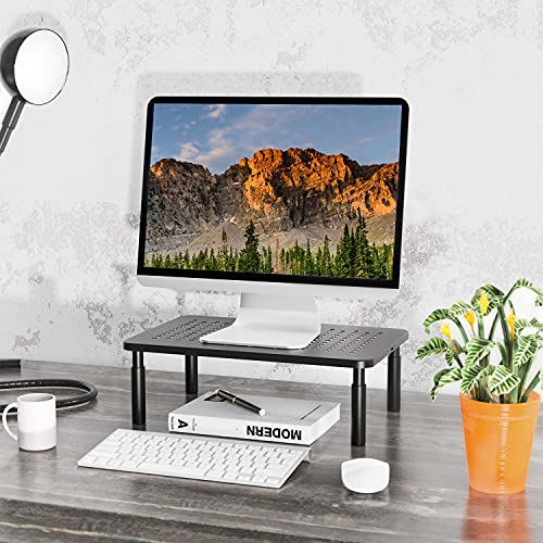 WALI Desk Organizer, 1 Tier Computer Monitor Stand for Desk, Desk Monitor Riser 3 Height Adjustable, Laptop Stand Underneath Storage for Office, Home, School Supplies (STT003), 1 Pack, Black - color: Black, size: 1-Tier