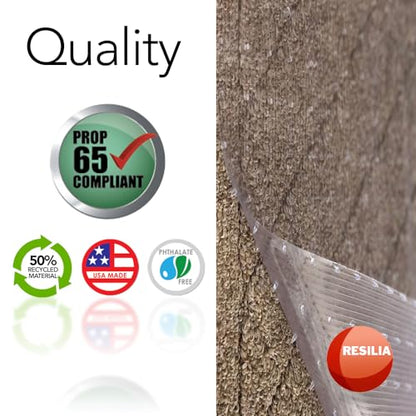 RESILIA Low-Pile Carpet Runner - Non Slip Carpet & Rug Protection, Washable Clear Vinyl Floor Runners, 27 Inches Wide x 36 Inches Long, Made in The USA - size: 2'3" x 3'
