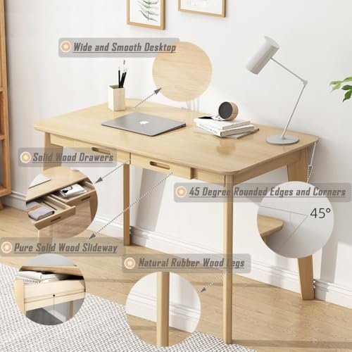 IOTXY Solid Wood Writing Desk - Home Office Laptop Computer Table, Walnut - color: Walnut, size: 120CM