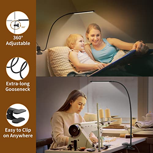 iZELL LED Desk Lamp for Home Office with Clamp [77 LEDs Light 3 Color Modes & 10 Brightness Levels] Flexible Gooseneck Book Lights, Easy Clip on Reading Headboard - style: 1 LED Lamp