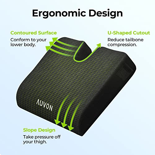 AUVON Wheelchair Seat Cushion, Thigh Slope, Long Sitting Comfort, XL Size