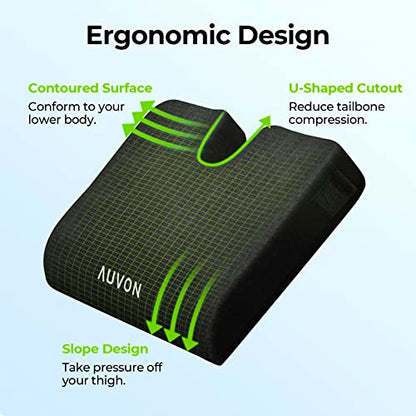 AUVON Wheelchair Seat Cushion, Thigh Slope, Long Sitting Comfort, XL Size
