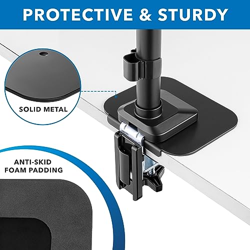 Mount-It! Monitor Mount Reinforcement Plate, Steel Desk Protector for Glass and Thin Tabletops, Compatible with C-Clamp and Grommet Mounts, Anti-Skid EVA Pads, Supports Multi-Monitor Setups