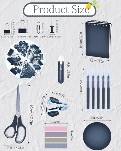 Black Desk Accessories and Organizers with Desk Organizer and 360°Rotating Pen Holder stapler Pen and a Lot of Office Black Office Supplies Beautifully Presented in a Gift Box - color: Black
