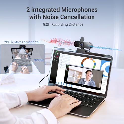 N newline 4K Webcam for PC with Tripod, PDAF Autofocus, 1080P@60FPS, 79° FOV, Low Distortion, 2 Noise Reduction Mics, Privacy Cover, Plug&Play, PC Camera for Skype, Teams, Zoom, NewEye 62 Kit - style: 4K Webcam w/Tripod