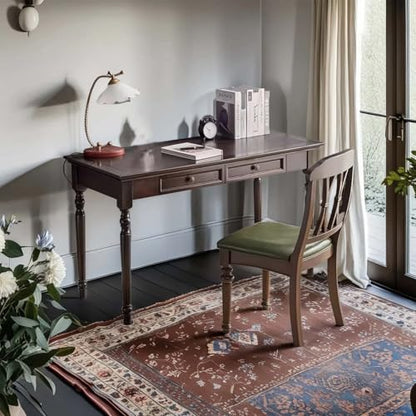Walnut Writing Desks with Drawers, 47" French Country Style - color: Walnut, size: Standard-47 inches