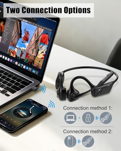 Open Ear Headphones with Mic, Bluetooth 5.1 Headset, aptX Low Latency