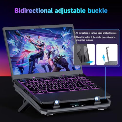 IETS GT300 Upgraded Laptop Cooling Pad with Adjustable Stand, Turbo Boosted Cooler for Rapid Cooling 10-17inch Gaming Laptop, Flexible Sealing Ring，Featuring Air Filtration and USB Hub - color: GT300B1(Hub)