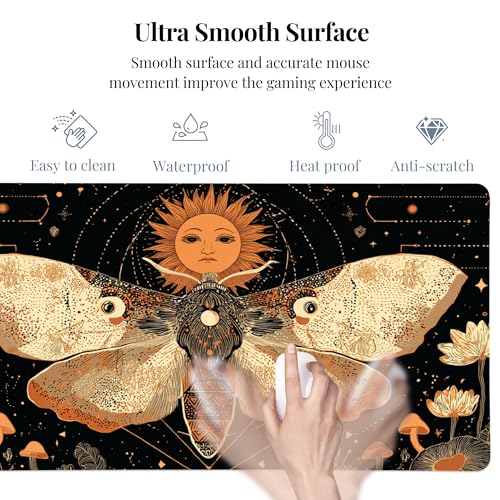 Myth Sun Desk Mat, Cute Extended Gaming Keyboard Mouse Pad, Large Office Desk Cover Mat Pad Deskmat, Non-Slip Leather Home Office Desk Mat Protector 31.5"×15.7" - color: Sun, size: L(31.5×15.7 inch)