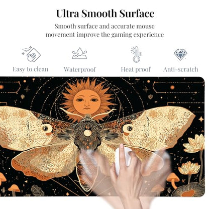 Myth Sun Desk Mat, Cute Extended Gaming Keyboard Mouse Pad, Large Office Desk Cover Mat Pad Deskmat, Non-Slip Leather Home Office Desk Mat Protector 31.5"×15.7" - color: Sun, size: L(31.5×15.7 inch)