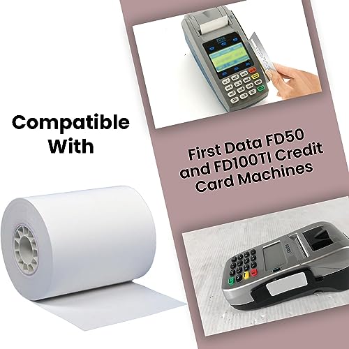 BAM POS Thermal Receipt Paper - BPA Free, Shrink Wrapped Rolls - Compatible With Clover Mini, Mobile, First Data FD130, FD50, FD55, Verifone Omni 3200, 3210, 3300 - Pack of 50 Rolls