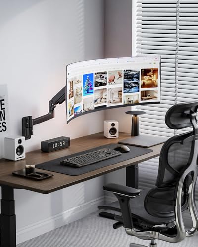 Single Wall Mount Monitor Arm for 17-49" Ultrawide Screens | Heavy Duty Wall Mount Stand Holds up to 44 LBS - size: Single