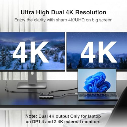 USB C Docking Station Dual Monitor Computer Multiple Monitor Hub Adapter
