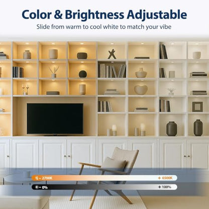 V4light Wired LED Puck Lights, Under Cabinet Lighting Touch Dimmer, 6 Pack - color: Brown, size: 6 Pack