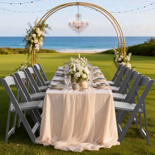 Nazhura Garden and Patio Folding Chair for Events and Wedding, Lightweight with Padded Seat, Water-Proof, Double Braced Frame, Non-Slip Feet, 350LB Capacity - color: Grey