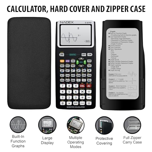 Scientific Calculator with Graphing, Includes Carrying Case, for College and High School Students, Calculus, Algebra, Geometry, Trigonometry, Statistics, Physics, Chemistry, Black - color: Black
