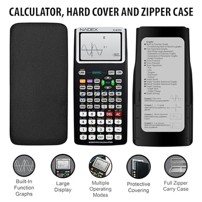 Scientific Calculator with Graphing, Includes Carrying Case, for College and High School Students, Calculus, Algebra, Geometry, Trigonometry, Statistics, Physics, Chemistry, Black - color: Black