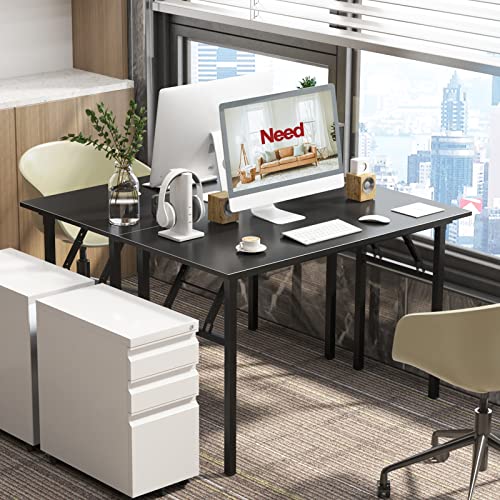 Need Office Computer Desk 39.3 Inch Sturdy Folding Laptop Table Black | Black Frame Writing Gaming Work Table/Foldable Home Office Desk/Sewing Table, No Assembly Required - color: Black & Black Frame, size: 39inch