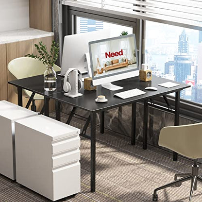 Need Office Computer Desk 39.3 Inch Sturdy Folding Laptop Table Black | Black Frame Writing Gaming Work Table/Foldable Home Office Desk/Sewing Table, No Assembly Required - color: Black & Black Frame, size: 39inch