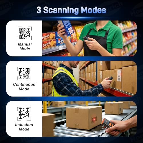 3-in-1 Bluetooth & 2.4G & USB Wire Mini Barcode Scanner with Charging Dock
