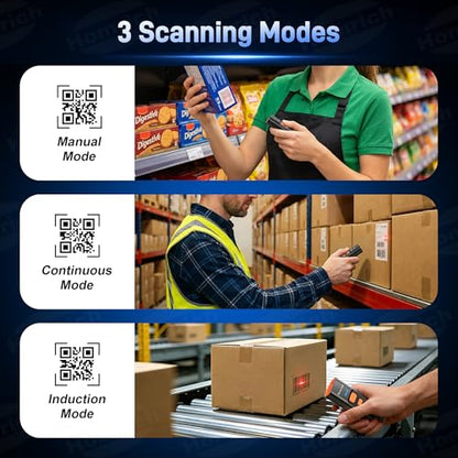 3-in-1 Bluetooth & 2.4G & USB Wire Mini Barcode Scanner with Charging Dock